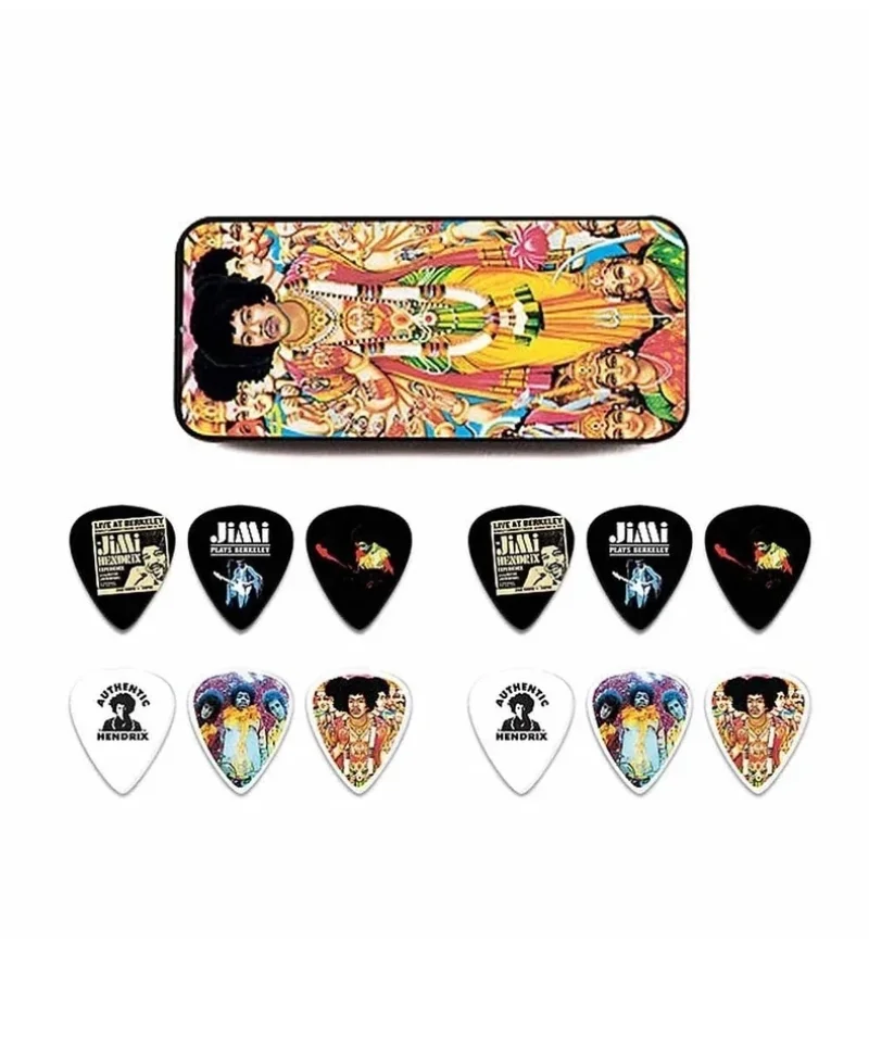 Китари Jim Dunlop JH-PT02M Jimi Hendrix Bold As Love комплект 12 перца Medium в метална кутия
