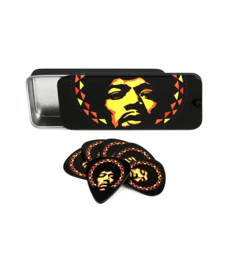 Китари Jim Dunlop JH-PT16H Jimi Hendrix Aura Mandala комплект 6 перца Heavy в метална кутия