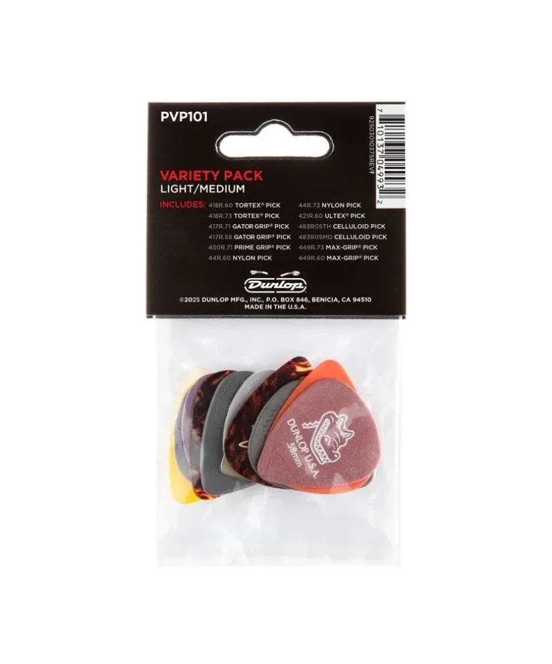 Jim Dunlop PVP101 Light/Medium Pick Variety Pack комплект 12 перца за китара