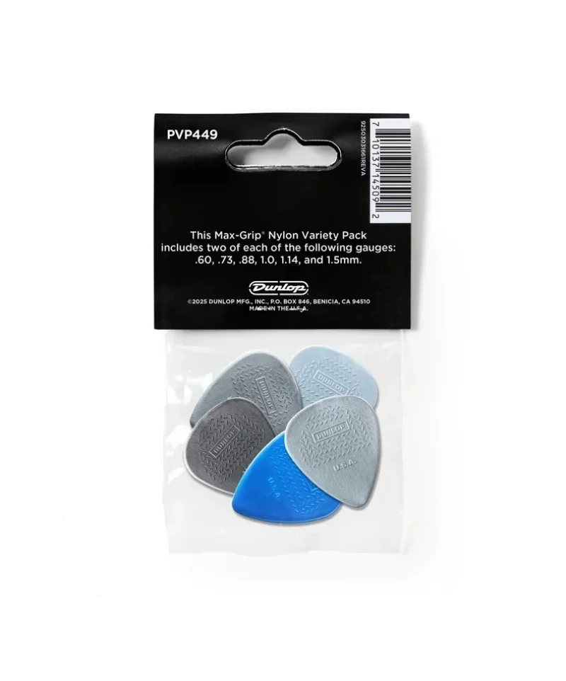 Китари Jim Dunlop PVP449 Max-Grip Nylon Standard Variety Pack комплект 12 перца за китара